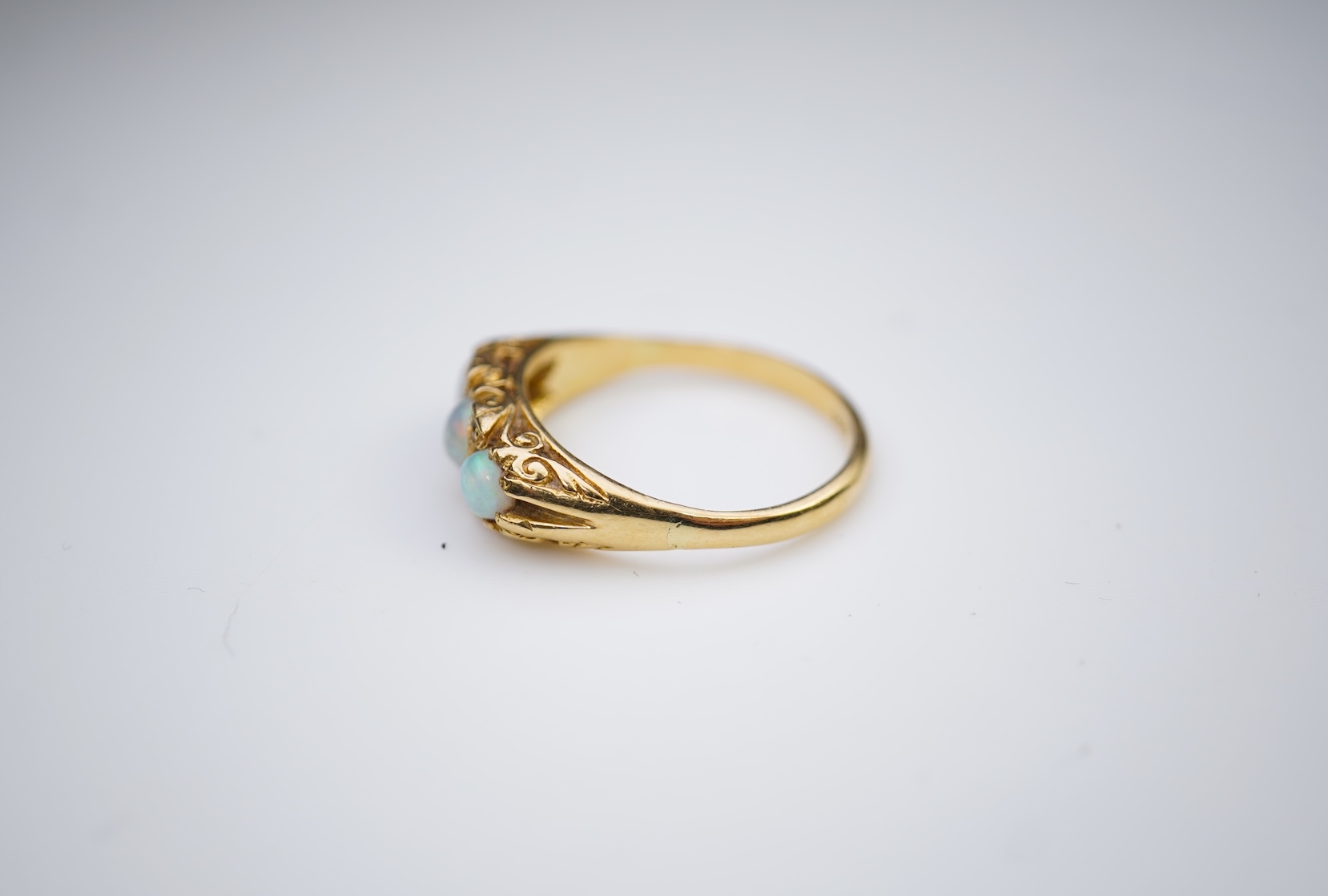 An opal and diamond ring, mid 20th century